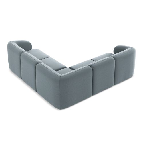 Canapé D'angle 4 Places Modulaire Lani En Velours Bleu Clair