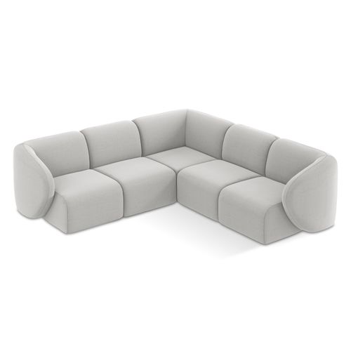 Canapé D'angle 4 Places Modulaire Lani En Velours Argent