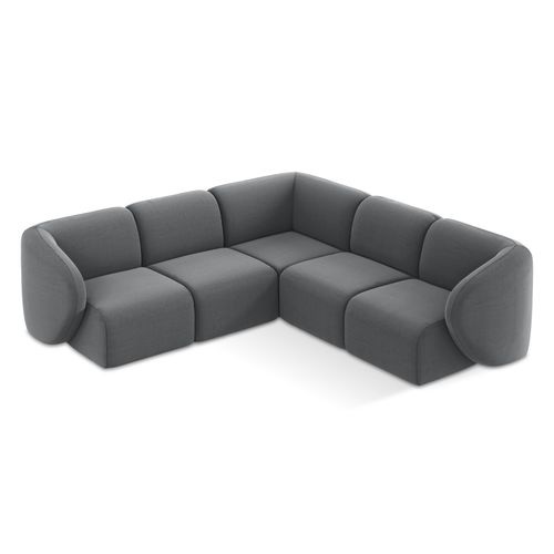 Canapé D'angle 4 Places Modulaire Lani En Velours Acier