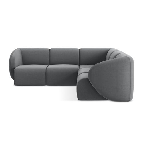 Canapé D'angle 4 Places Modulaire Lani En Velours Acier