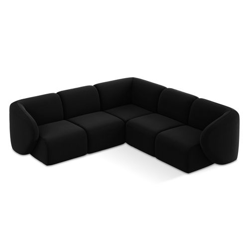 Canapé D'angle 4 Places Modulaire Lani En Velours Noir