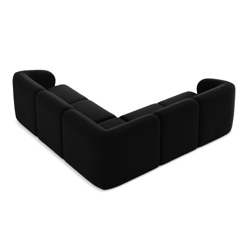 Canapé D'angle 4 Places Modulaire Lani En Velours Noir
