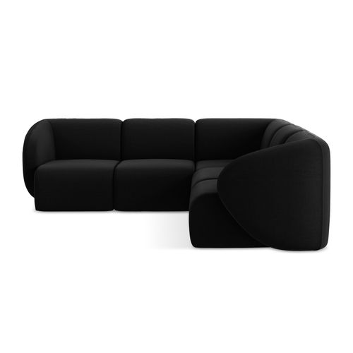 Canapé D'angle 4 Places Modulaire Lani En Velours Noir