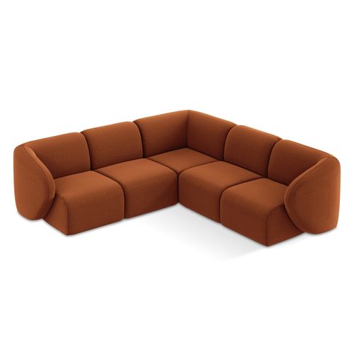 Canapé D'angle 4 Places Modulaire Lani En Velours Terre Cuite