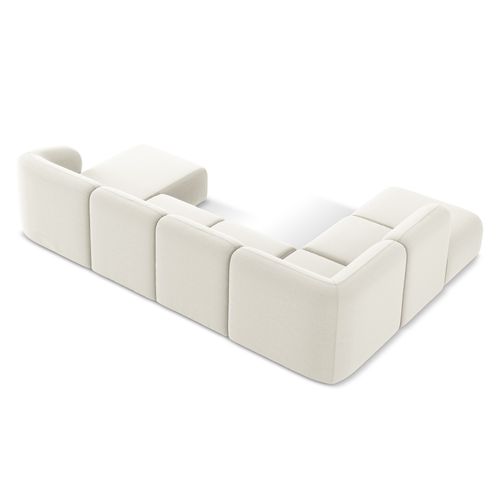 Canapé Panoramique 5 Places Gauche Lani En Velours Beige Clair