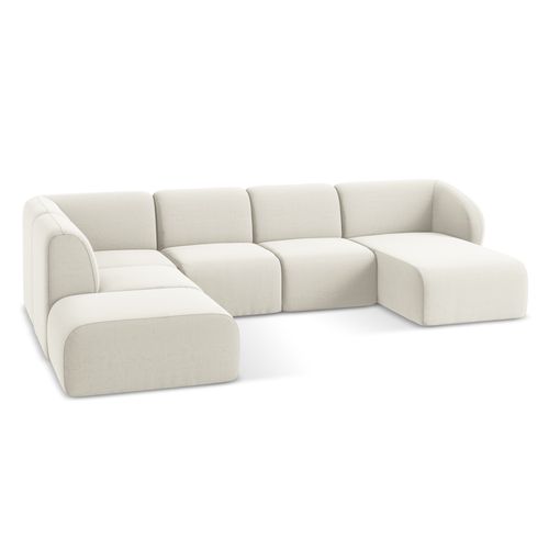 Canapé Panoramique 5 Places Gauche Lani En Velours Beige Clair