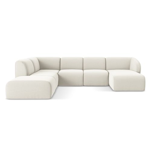 Canapé Panoramique 5 Places Gauche Lani En Velours Beige Clair