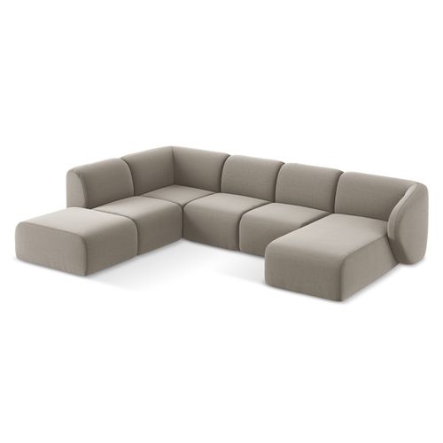 Canapé Panoramique 5 Places Gauche Lani En Velours Taupe