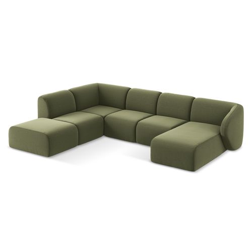 Canapé Panoramique 5 Places Gauche Lani En Velours Olive