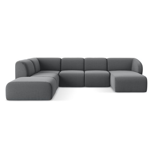 Canapé Panoramique 5 Places Gauche Lani En Velours Acier
