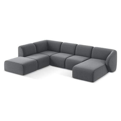 Canapé Panoramique 5 Places Gauche Lani En Velours Acier