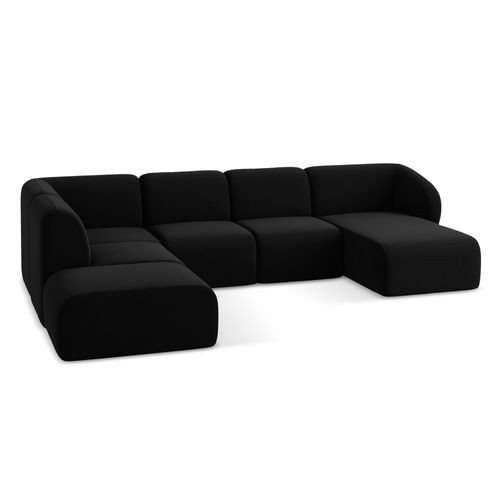 Canapé Panoramique 5 Places Gauche Lani En Velours Noir