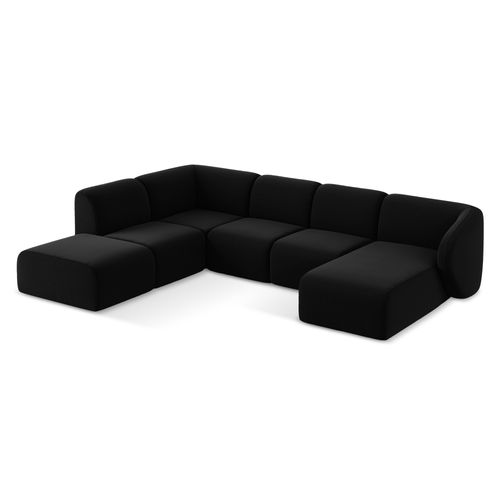 Canapé Panoramique 5 Places Gauche Lani En Velours Noir