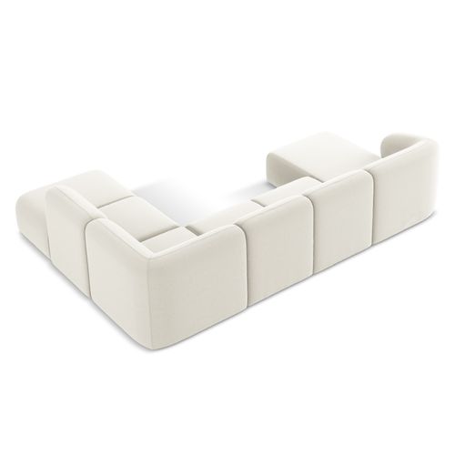 Canapé Panoramique 5 Places Droit Lani En Velours Beige Clair