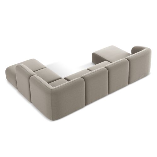 Canapé Panoramique 5 Places Droit Lani En Velours Taupe