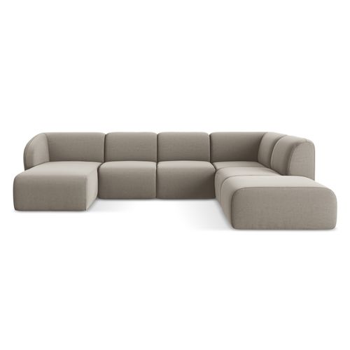 Canapé Panoramique 5 Places Droit Lani En Velours Taupe