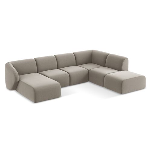 Canapé Panoramique 5 Places Droit Lani En Velours Taupe