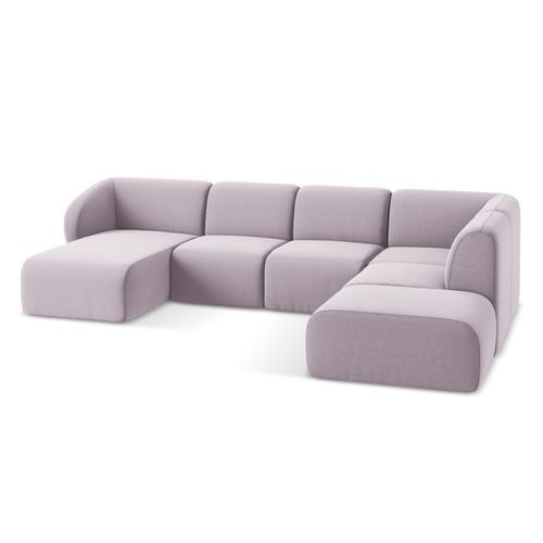 Canapé Panoramique 5 Places Droit Lani En Velours Lavande