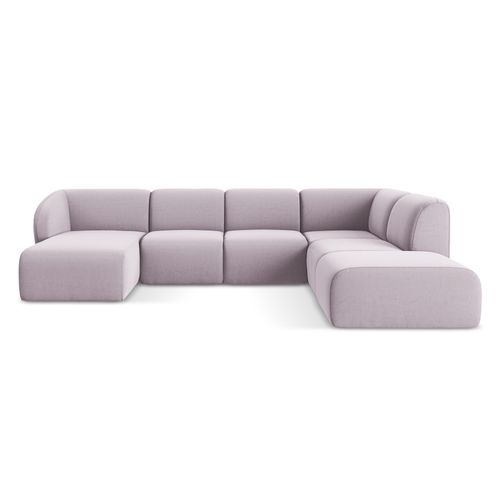 Canapé Panoramique 5 Places Droit Lani En Velours Lavande