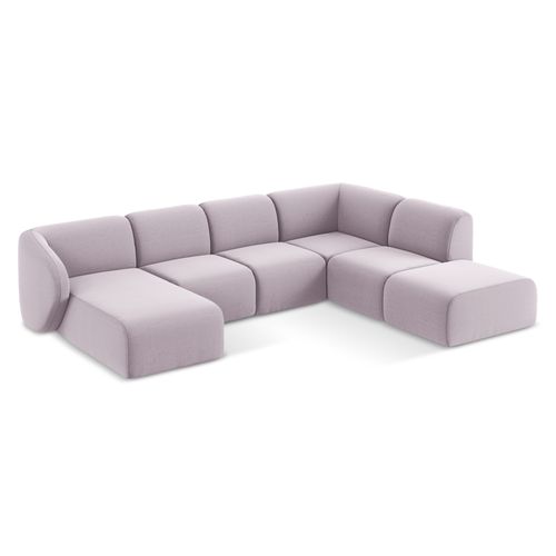 Canapé Panoramique 5 Places Droit Lani En Velours Lavande