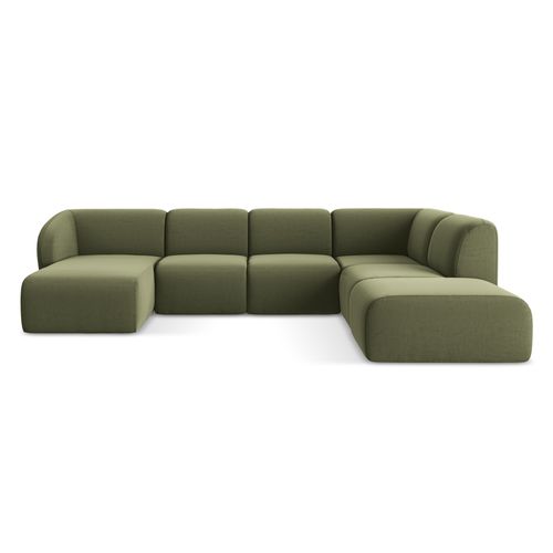 Canapé Panoramique 5 Places Droit Lani En Velours Olive
