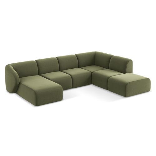 Canapé Panoramique 5 Places Droit Lani En Velours Olive