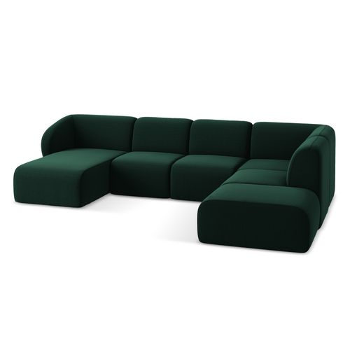 Canapé Panoramique 5 Places Droit Lani En Velours Bouteille Verte