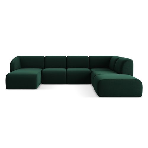 Canapé Panoramique 5 Places Droit Lani En Velours Bouteille Verte