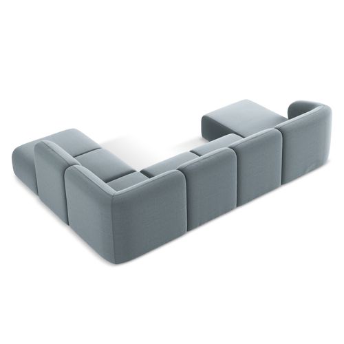 Canapé Panoramique 5 Places Droit Lani En Velours Bleu Clair