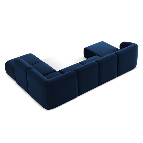 Canapé Panoramique 5 Places Droit Lani En Velours Bleu Royal