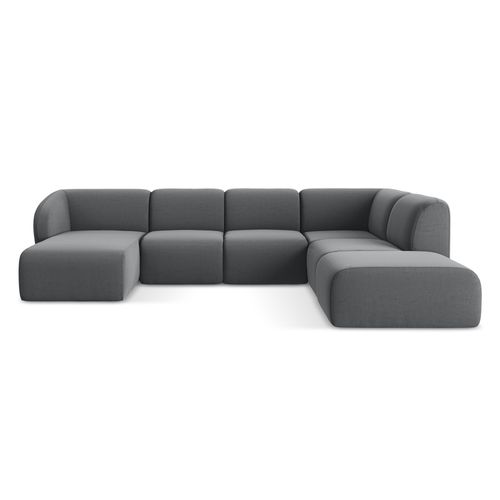 Canapé Panoramique 5 Places Droit Lani En Velours Acier