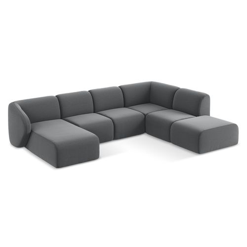 Canapé Panoramique 5 Places Droit Lani En Velours Acier