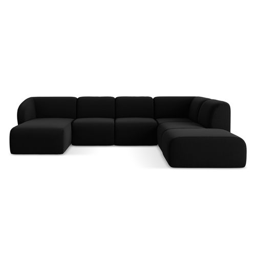 Canapé Panoramique 5 Places Droit Lani En Velours Noir
