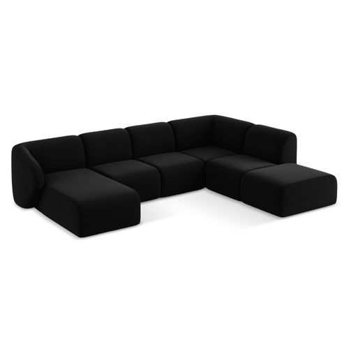 Canapé Panoramique 5 Places Droit Lani En Velours Noir