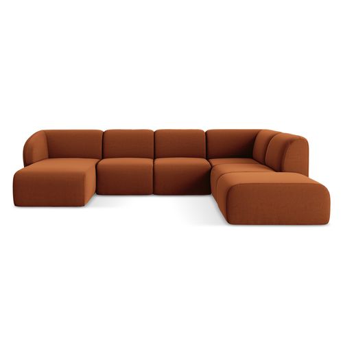 Canapé Panoramique 5 Places Droit Lani En Velours Terre Cuite