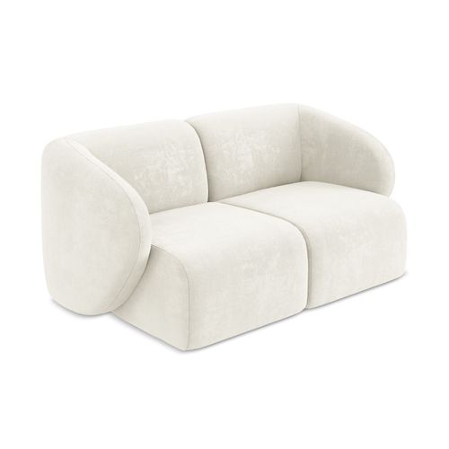Canapé Modulable 2 Places Lani En Tissu Chenille Blanc