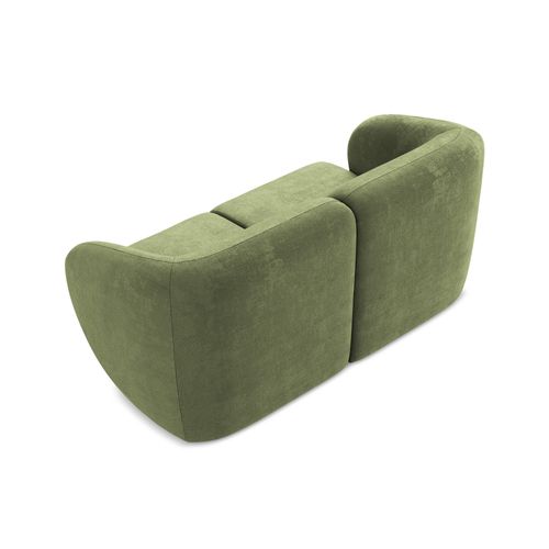 Canapé Modulable 2 Places Lani En Tissu Chenille Vert