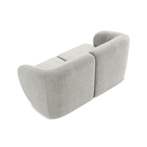 Canapé Modulable 2 Places Lani En Tissu Chenille Gris Clair