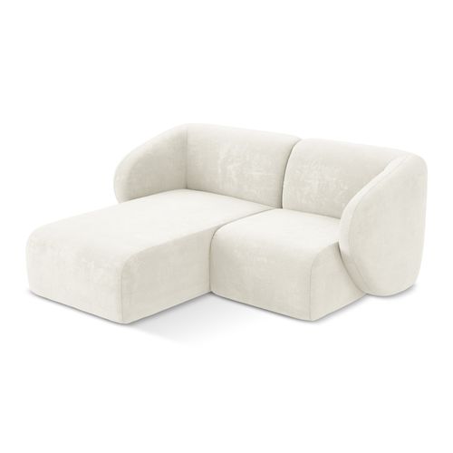 Canapé D'angle 2,5 Places Modulaire Gauche Lani En Tissu Chenille Blanc