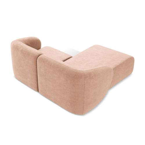 Canapé D'angle 2,5 Places Modulaire Gauche Lani En Tissu Chenille Pêche