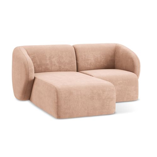 Canapé D'angle 2,5 Places Modulaire Gauche Lani En Tissu Chenille Pêche