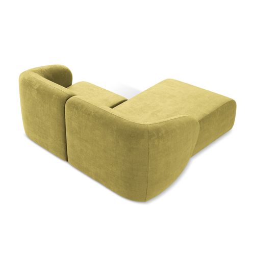 Canapé D'angle 2,5 Places Modulaire Gauche Lani En Tissu Chenille Vert Citron