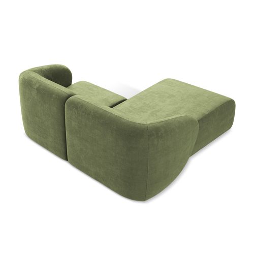Canapé D'angle 2,5 Places Modulaire Gauche Lani En Tissu Chenille Vert