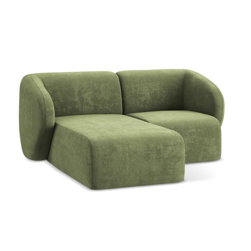 Canapé D'angle 2,5 Places Modulaire Gauche Lani En Tissu Chenille Vert