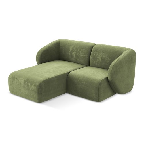 Canapé D'angle 2,5 Places Modulaire Gauche Lani En Tissu Chenille Vert