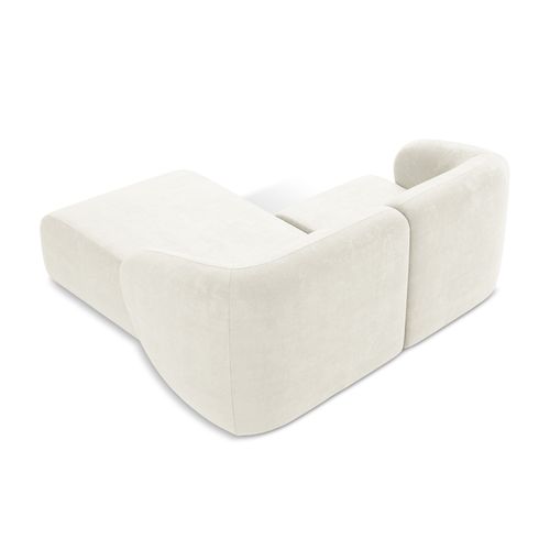 Canapé D'angle 2,5 Places Modulaire Droit Lani En Tissu Chenille Blanc