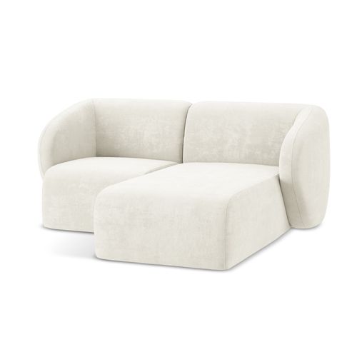 Canapé D'angle 2,5 Places Modulaire Droit Lani En Tissu Chenille Blanc