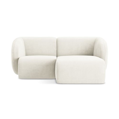 Canapé D'angle 2,5 Places Modulaire Droit Lani En Tissu Chenille Blanc