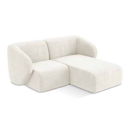 Canapé D'angle 2,5 Places Modulaire Droit Lani En Tissu Chenille Blanc