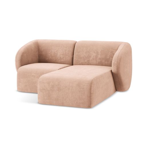 Canapé D'angle 2,5 Places Modulaire Droit Lani En Tissu Chenille Pêche